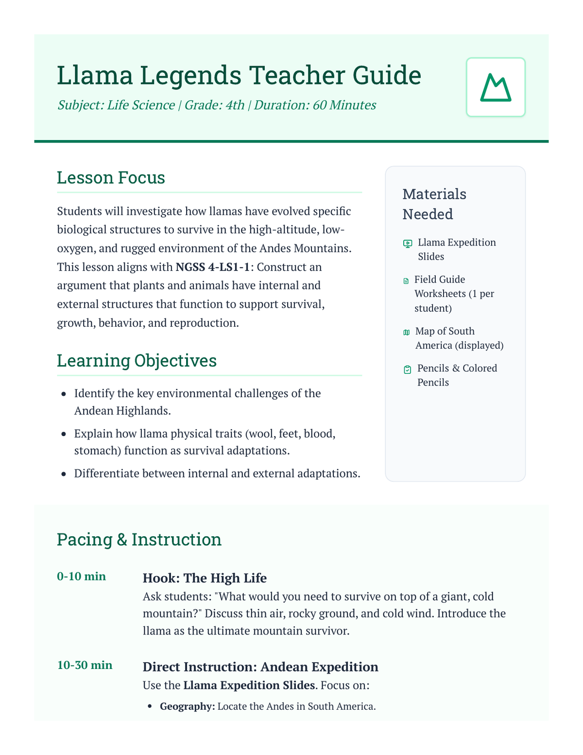 Llama Legends Teacher Guide page 1
