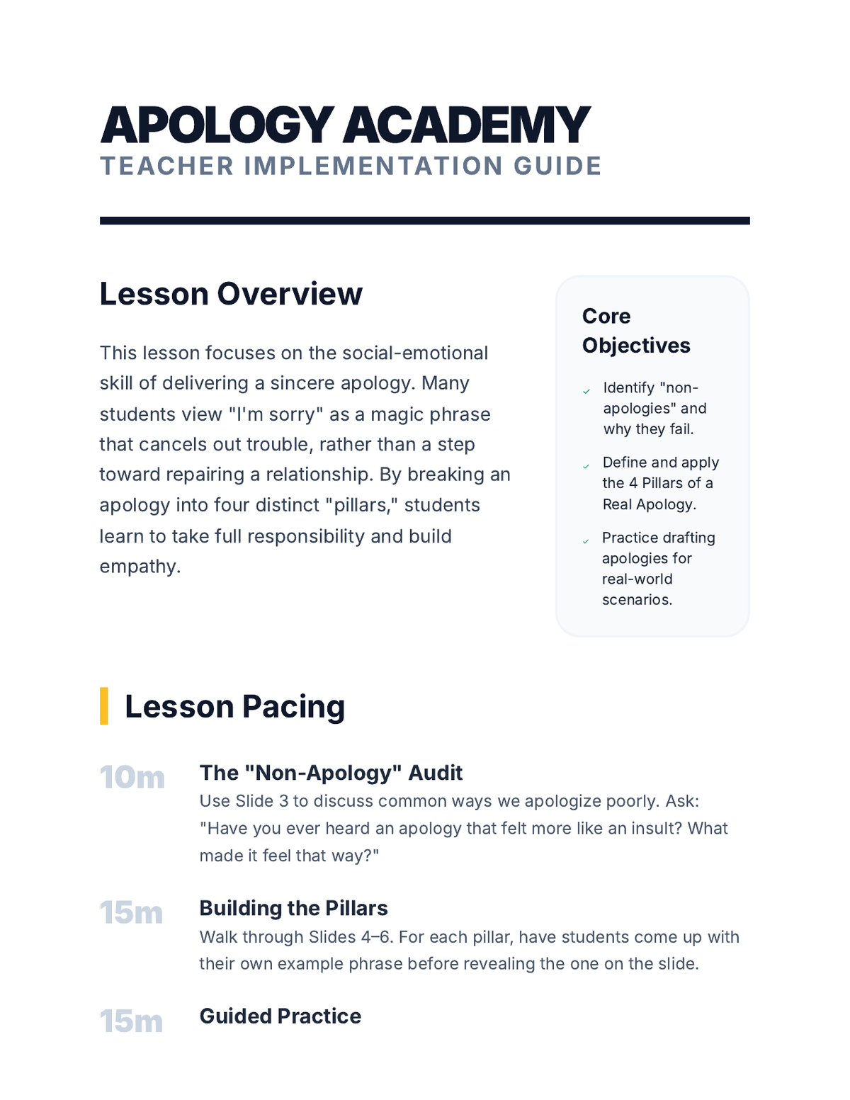 Apology Academy Teacher Guide page 1