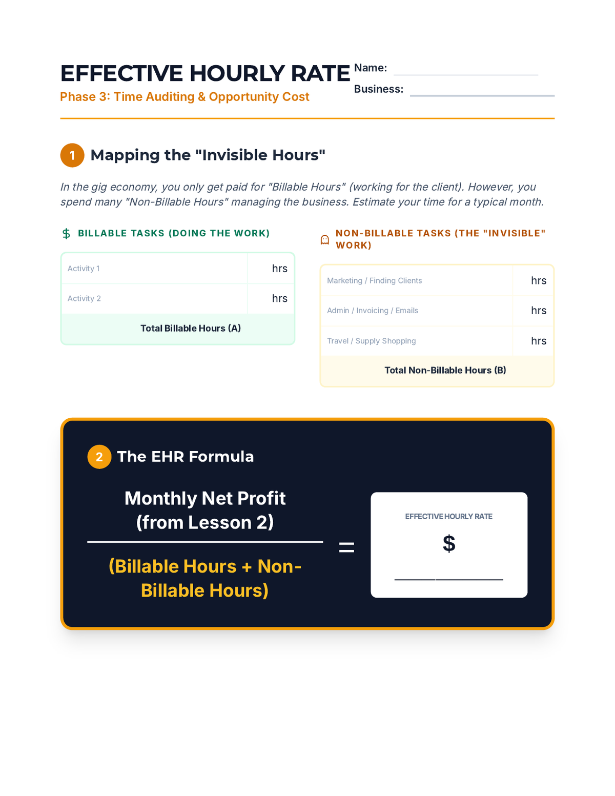 Effective Hourly Rate Worksheet page 1