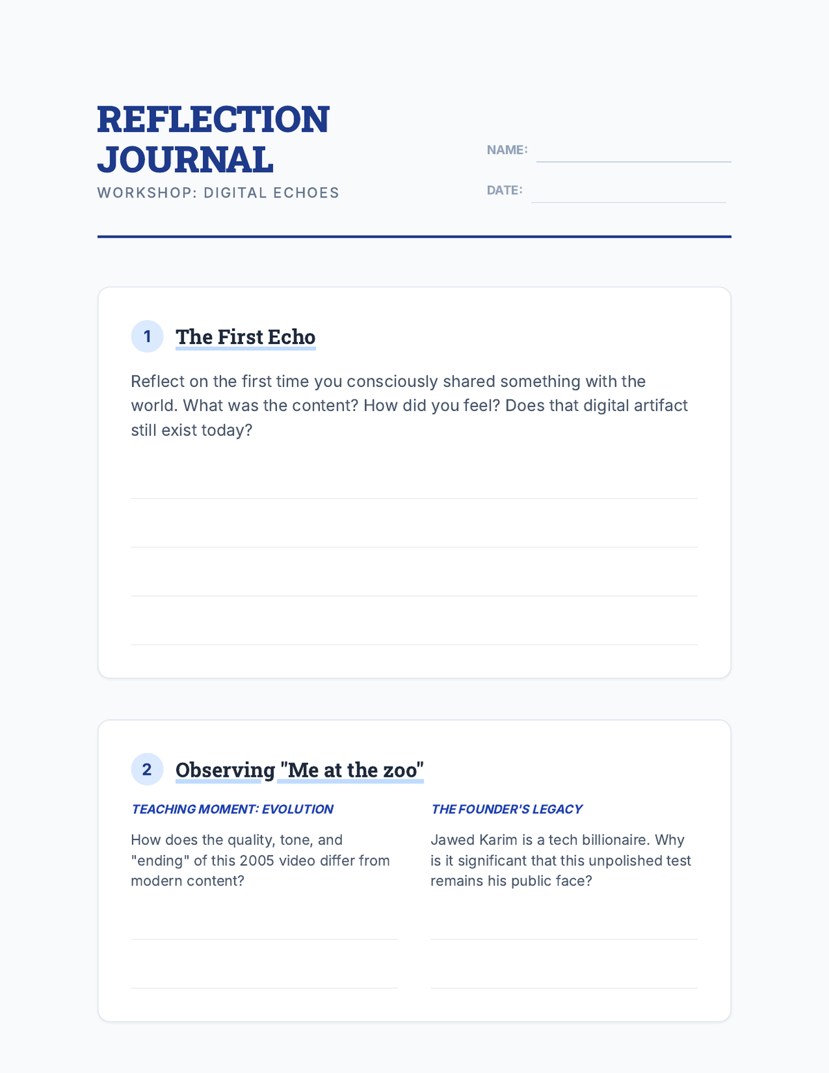 Digital Echoes Reflection Journal page 1