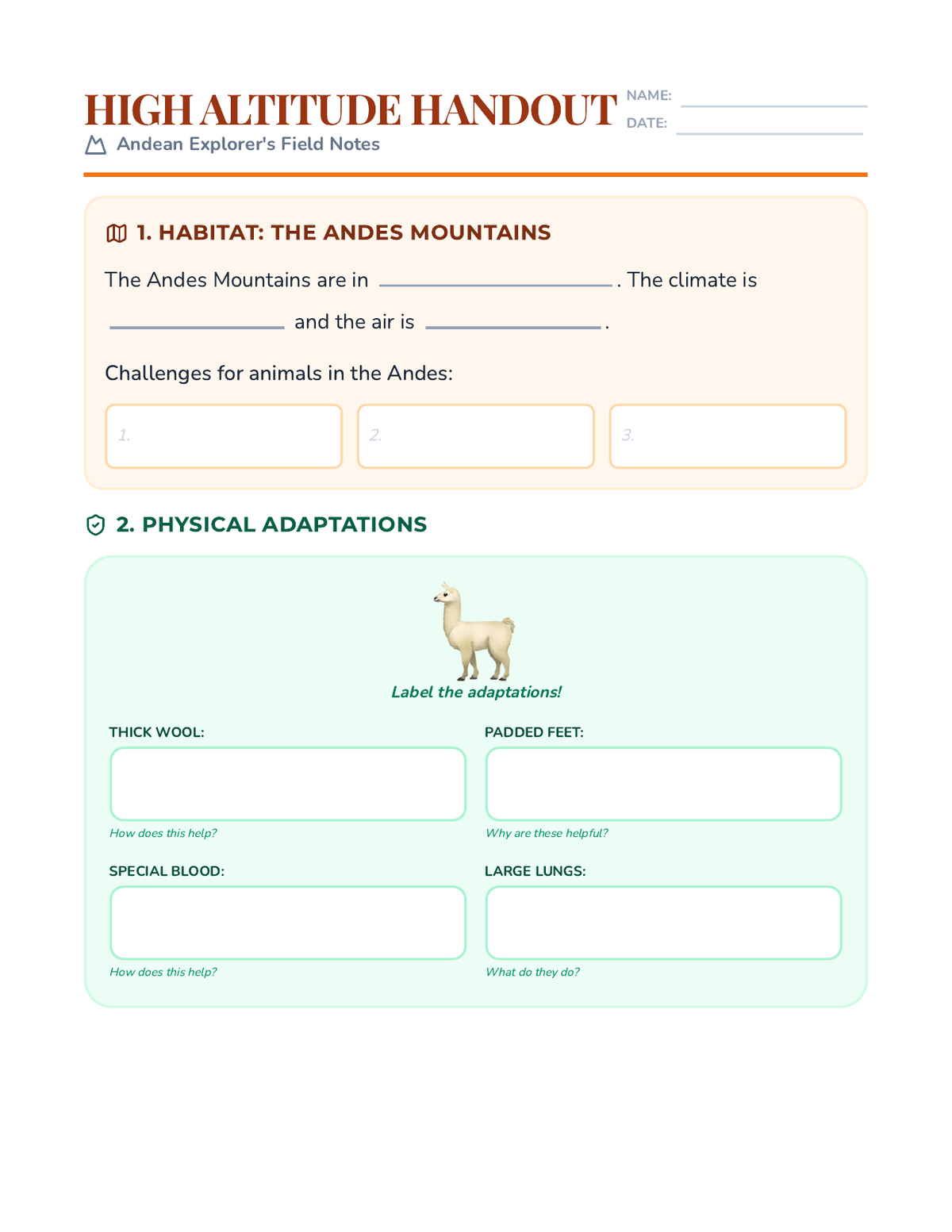 High Altitude Handout page 1