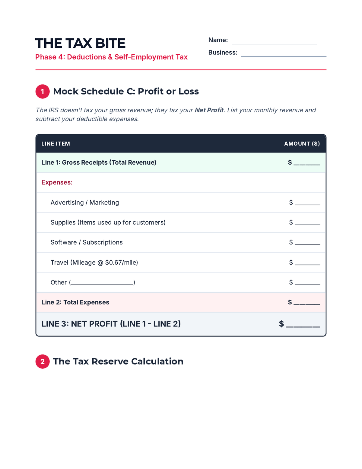 Tax Bite Worksheet page 1