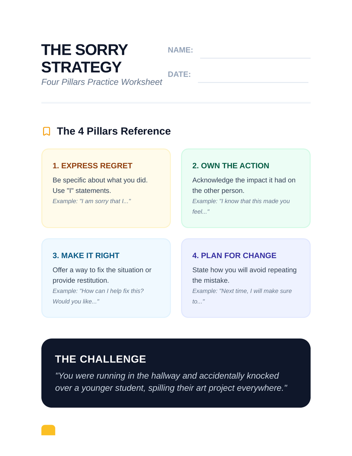 Sorry Strategy Worksheet page 1