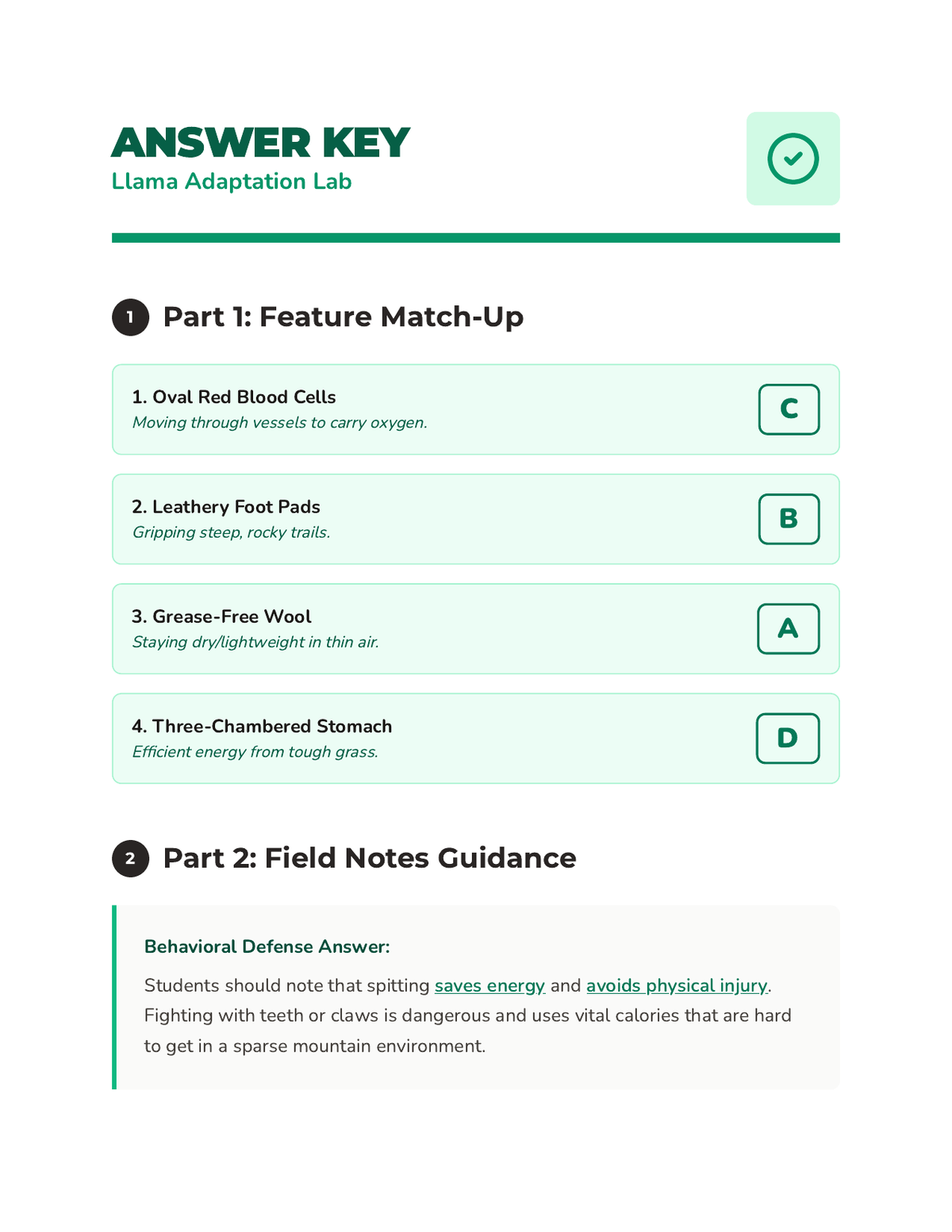 Llama Logic Answer Key page 1
